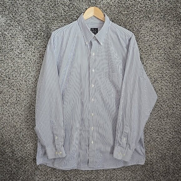 Jos A Bank Shirt Mens XL Blue Striped Button Down Travelers Cotton Pocket - Picture 1 of 7